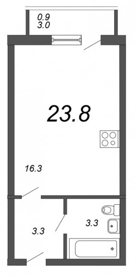 Студия 23.8 м²
