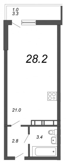 Студия 28.2 м²