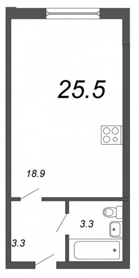 Студия 25.5 м²
