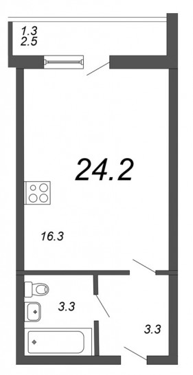 Студия 24.2 м²