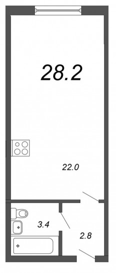 Студия 28.2 м²