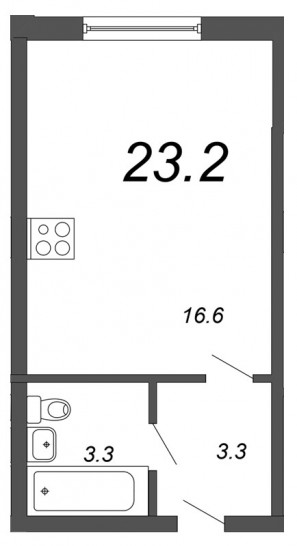 Студия 23.2 м²