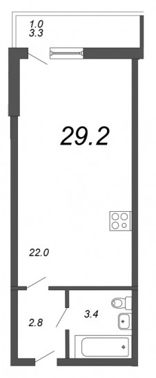 Студия 29.2 м²