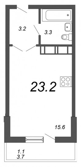 Студия 24.2 м²