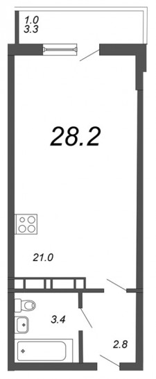 Студия 28.2 м²