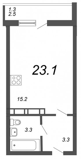 Студия 24.2 м²