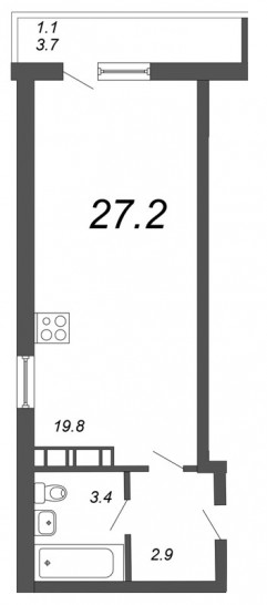 Студия 27.2 м²
