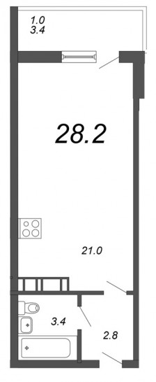 Студия 28.2 м²