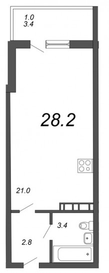 Студия 28.2 м²