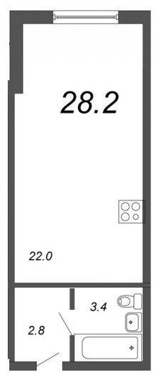 Студия 28.2 м²