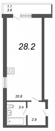 Студия 28.2 м²